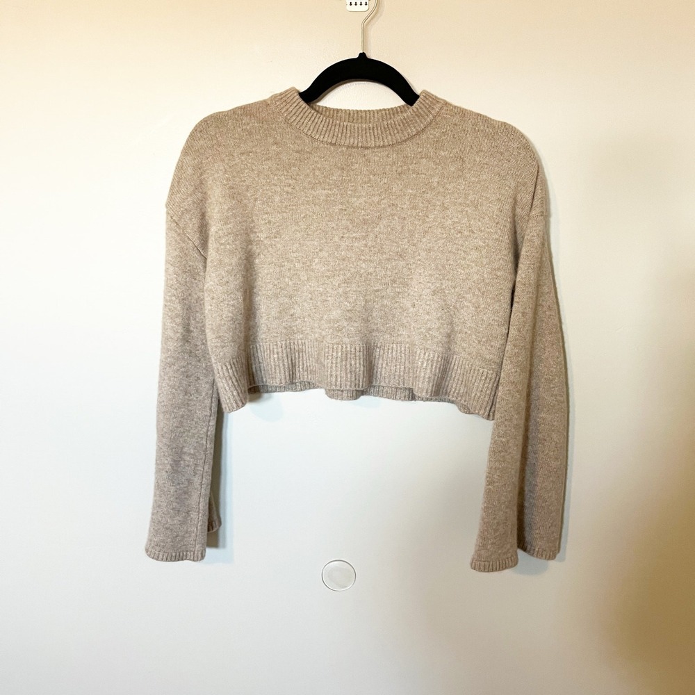 Sablyn cashmere cropped sweater beige oat women's xs